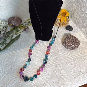 Mother Of Pearl Colored Bead Necklace 21”‎